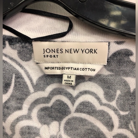 JONES NEW YORK IMPORTED ÉGYPTIEN COTTON WHITE AND BLACK CARDIGAN IN SIZE MEDIUM - Picture 6 of 7